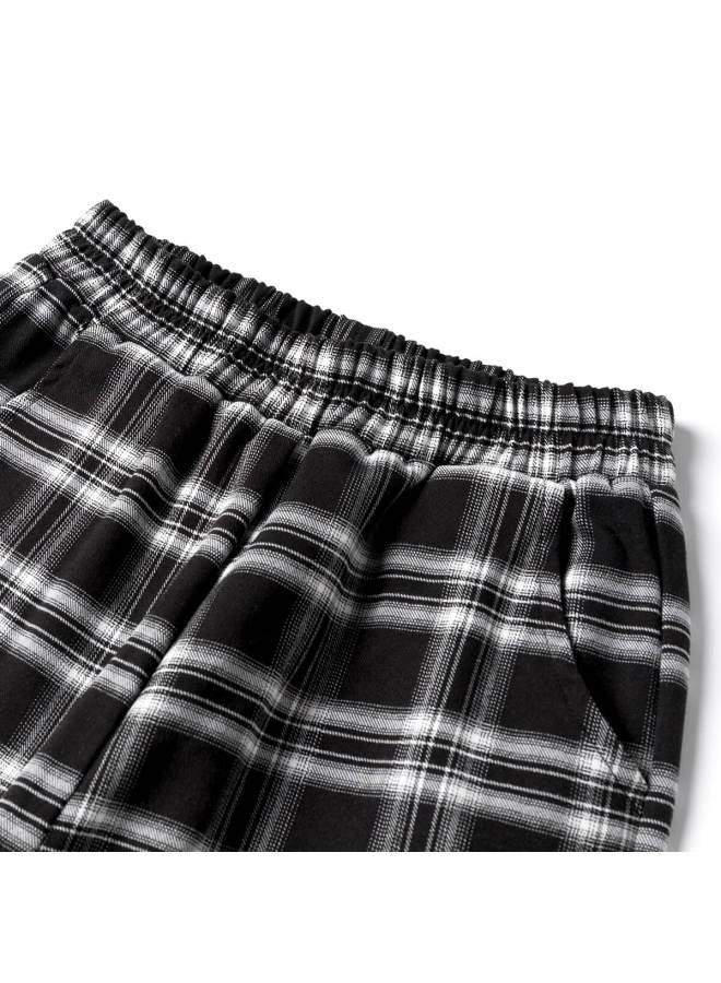 Jeanswest Boys & Girls Checkered Pants - Fashionable Elastic Cuff Drawstring Design, Versatile Long Pants For Kids & Teens - Image 4