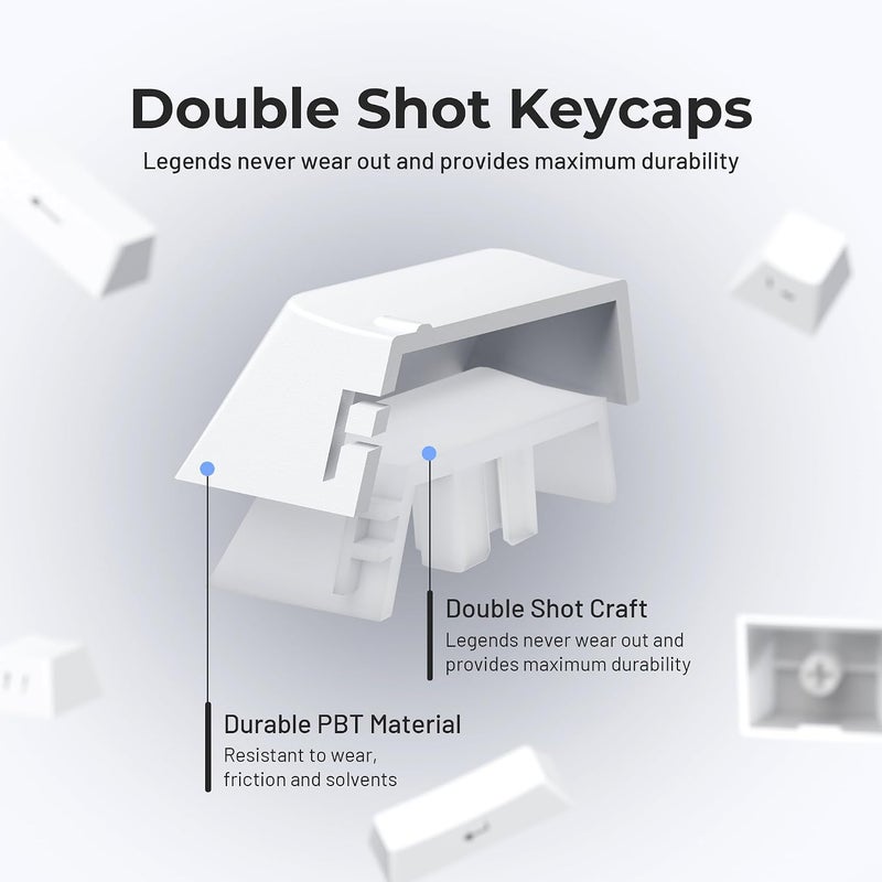 SDYZ XVX White Keycaps - Side Print PBT Keycap Set, Double Shot Shine Through Custom Keycaps, PBT Keycaps Cherry Profile 132 Keys, Minimalist Style Phantom Keyboard Keycap for Mechanical Keyboards - Image 4