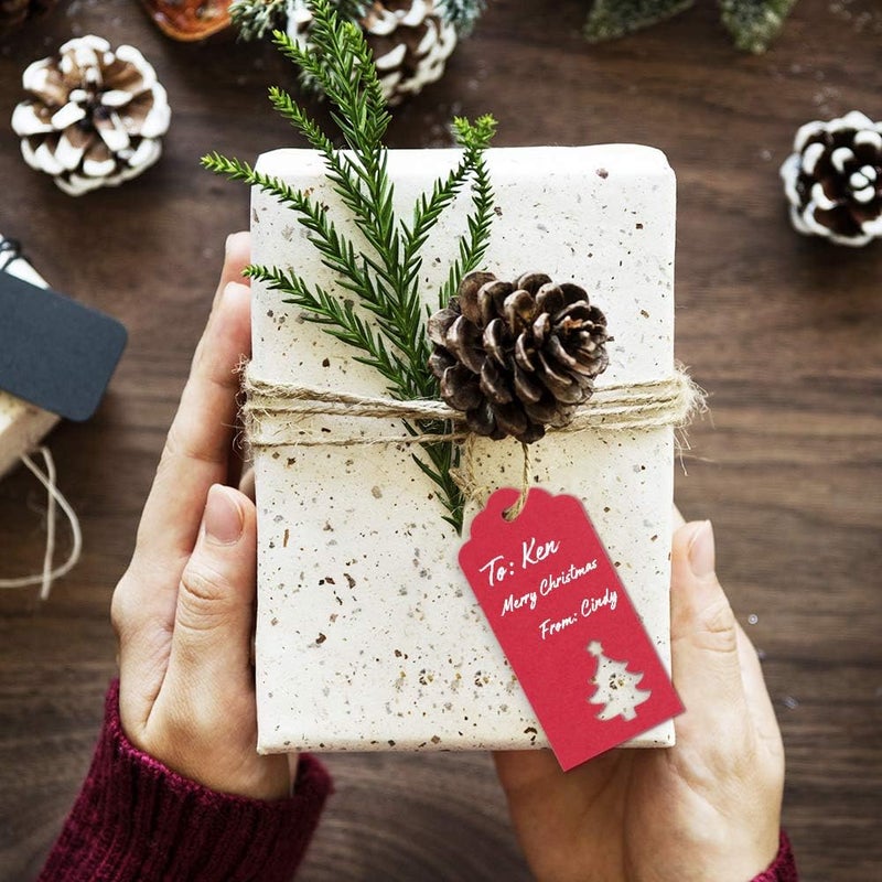 Tonak Gift Tags with Holes Present Wrap Tag Paper Small Xmas Gift Tags with Twine Vintage Gift Labels Christmas Tags Bulk 100pcs - Image 5