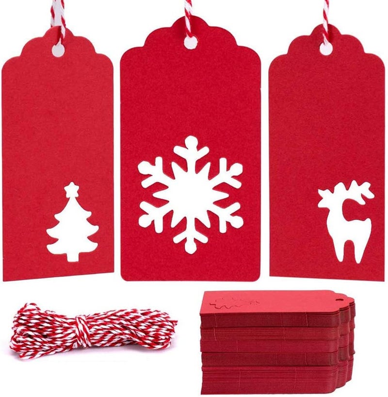 Tonak Gift Tags with Holes Present Wrap Tag Paper Small Xmas Gift Tags with Twine Vintage Gift Labels Christmas Tags Bulk 100pcs - Image 1