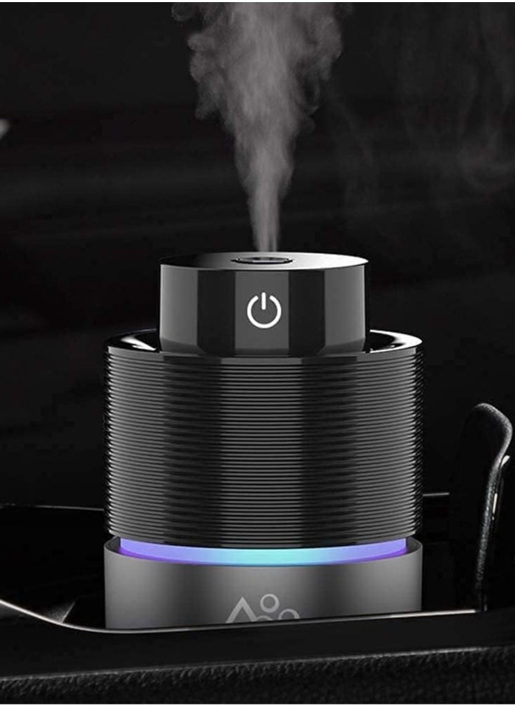 Car Diffuser Car Humidifier, USB Essential Oil Diffusers 7 Colors LED Lights 200mL Big Capacity Aromatherapy Air Freshener(Black-Grey)