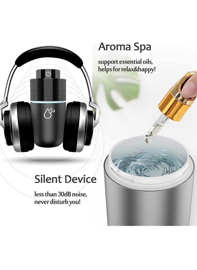 Car Diffuser Car Humidifier, USB Essential Oil Diffusers 7 Colors LED Lights 200mL Big Capacity Aromatherapy Air Freshener(Black-Grey)