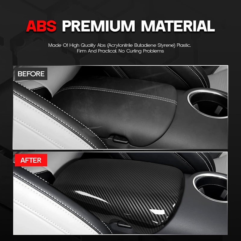 Rogierra Center Console Armrest Cover for Ford Mustang 2015-2024, Shelby GT350 2015-2020 & GT500 2020-2022 – Interior Trim Sticker Decal Storage Box Accessory (Carbon Fiber ABS Material) - Image 3