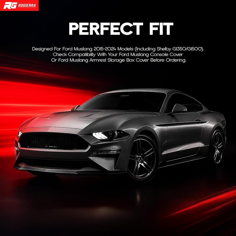 Rogierra Center Console Armrest Cover for Ford Mustang 2015-2024, Shelby GT350 2015-2020 & GT500 2020-2022 – Interior Trim Sticker Decal Storage Box Accessory (Carbon Fiber ABS Material) - Image 5