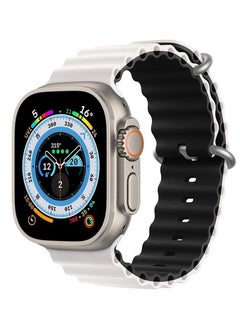Ocean Silicone Rubber Watch Band Strap for Apple Watch Ultra 42mm/44mm/45mm/49mm Dual Colored White/Black 
