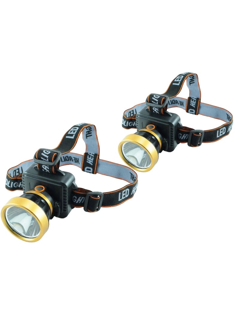 X Vision Rechargeable LED Headlamp,Lithium Battery and Easy to Use|Compact,Portable and Light-Weight Design,Strong,Low and Flashing Light,Perfect for Camping, Hiking, Cycling, Fishing,Pack of 2 - Image 1