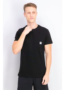 DIESEL Men Crew Neck Short Sleeve Front Pocket T-shirt, Black  - Image 1