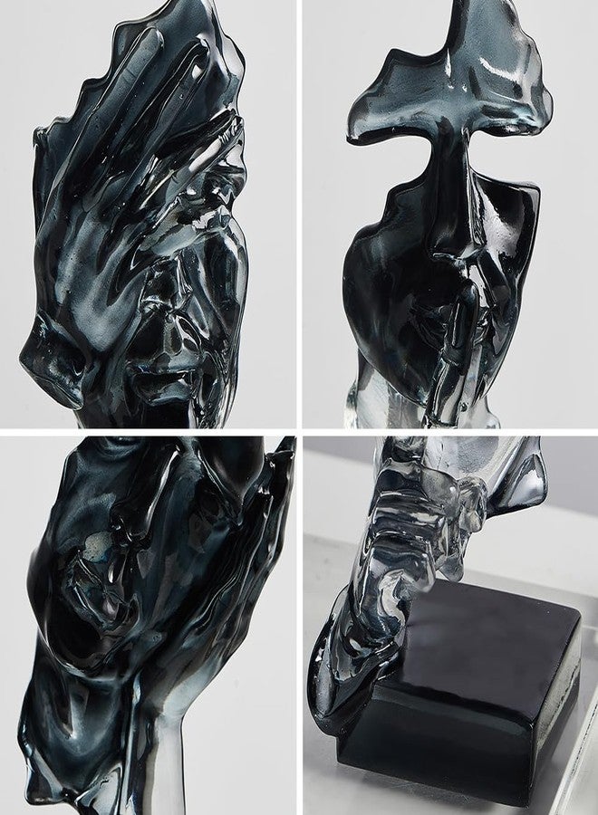 XINXUAN 3PCS Thinker Statue Set : Silence is Gold Abstract Art Statue- Modern Home Resin Sculpture, Piano, Desktop, Office, Study Decoration (Smoke Grey) - Image 5