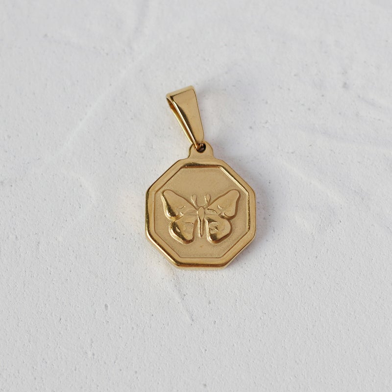Generic L-Series Pendant Serpentine Rose Coin Clasp Necklace L07 six-sided butterfly 