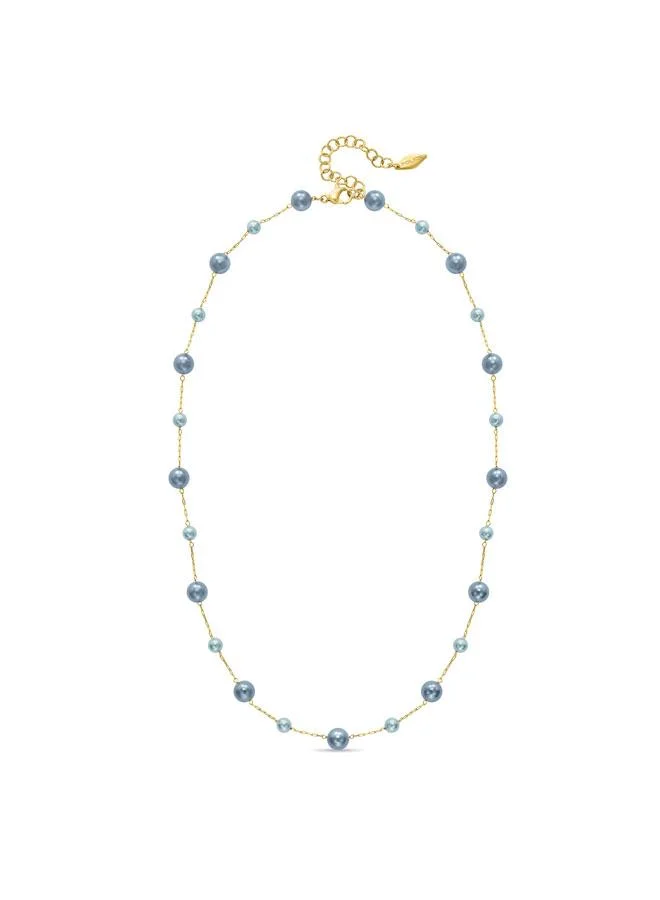 بوليس Opaline Gold Plated Grey Pearl Set Necklace, Earrings, Bracelet Set Box for Women's