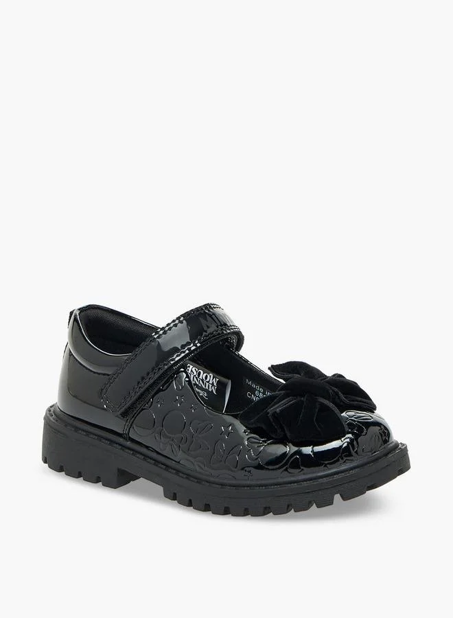 Disney Girls Bow Accent Hook & Loop School Shoes