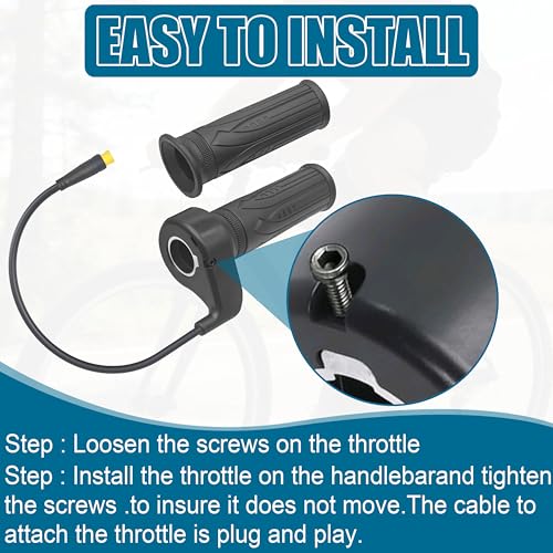 ARREPONT 20X Full Twist Throttle Grip, 3 Pin Water Proof Connection Fits Ebike 12V-72V, Electric Bike Throttle, with Waterproof Connector, Electric Bicycle, E-Scooter, Mountain Bike, Scooter - Image 4