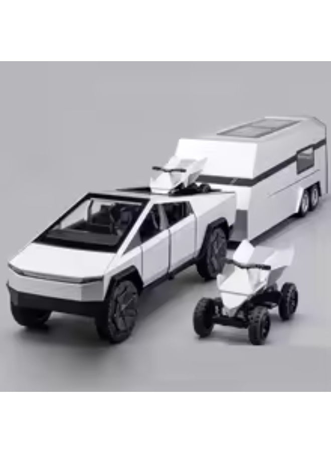 CHE ZHI 1:32 Diecast Pickup Truck Model with Bike & Trailer – Alloy Toy Car with Sound & Light for Kids & Collectors  - Image 1