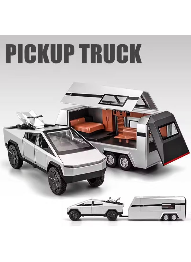 CHE ZHI 1:32 Diecast Pickup Truck Model with Bike & Trailer – Alloy Toy Car with Sound & Light for Kids & Collectors  - Image 5