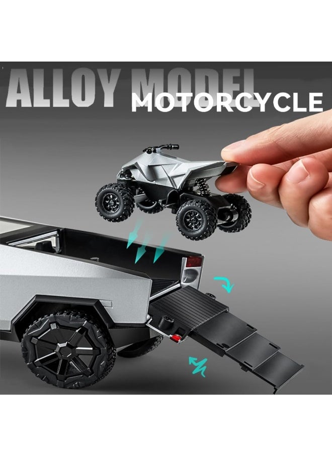 CHE ZHI 1:32 Diecast Pickup Truck Model with Bike & Trailer – Alloy Toy Car with Sound & Light for Kids & Collectors  - Image 3