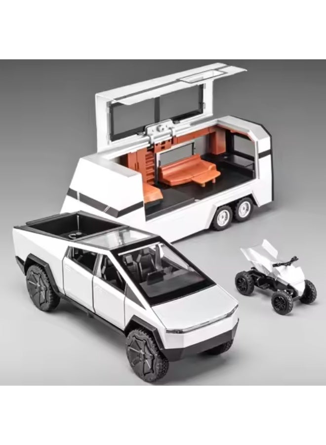 TOY GARDEN 1:32 Scale Simulation of Tesla Cybertruck Diecast Pickup Truck Model with Bike & Trailer – Alloy Toy Car with Sound & Light for Kids & Collectors - Image 5