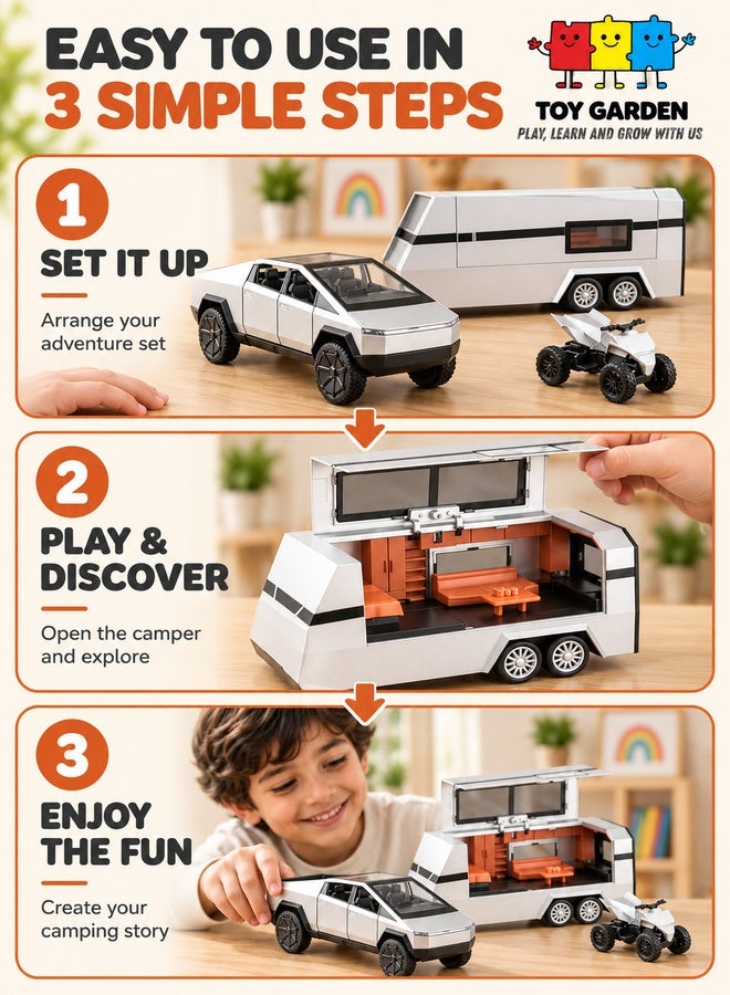 TOY GARDEN 1:32 Scale Simulation of Diecast Pickup Truck Model with Bike & Trailer – Alloy Toy Car with Sound & Light for Kids & Collectors - Image 5