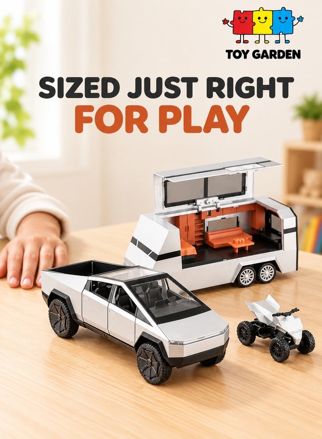 TOY GARDEN 1:32 Scale Simulation of Diecast Pickup Truck Model with Bike & Trailer – Alloy Toy Car with Sound & Light for Kids & Collectors - Image 4