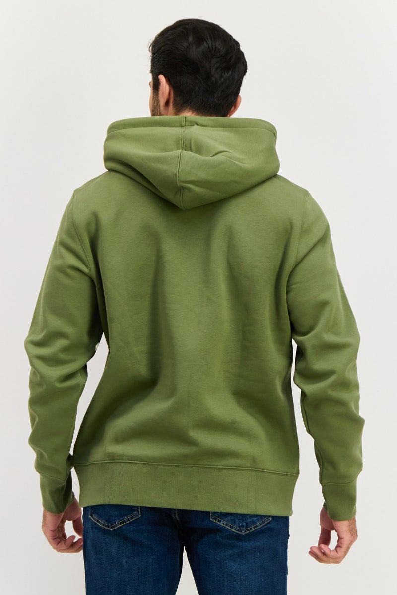 ESPRIT Men Hooded Brand Logo Long Sleeves Sweatshirt, Olive - Image 2