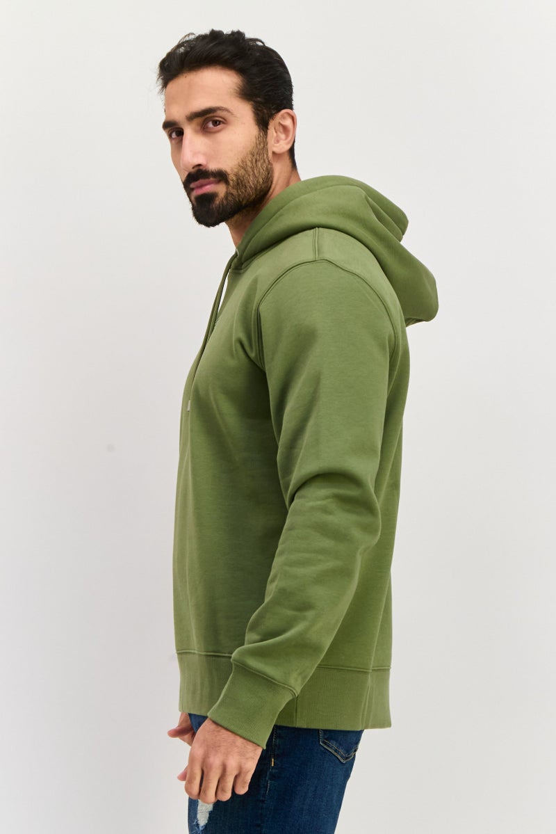ESPRIT Men Hooded Brand Logo Long Sleeves Sweatshirt, Olive - Image 3