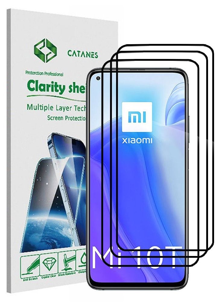 CATANES 3 Pack For Xiaomi Mi 10T 5G Screen Protector Tempered Glass Full Glue Back  - Image 1