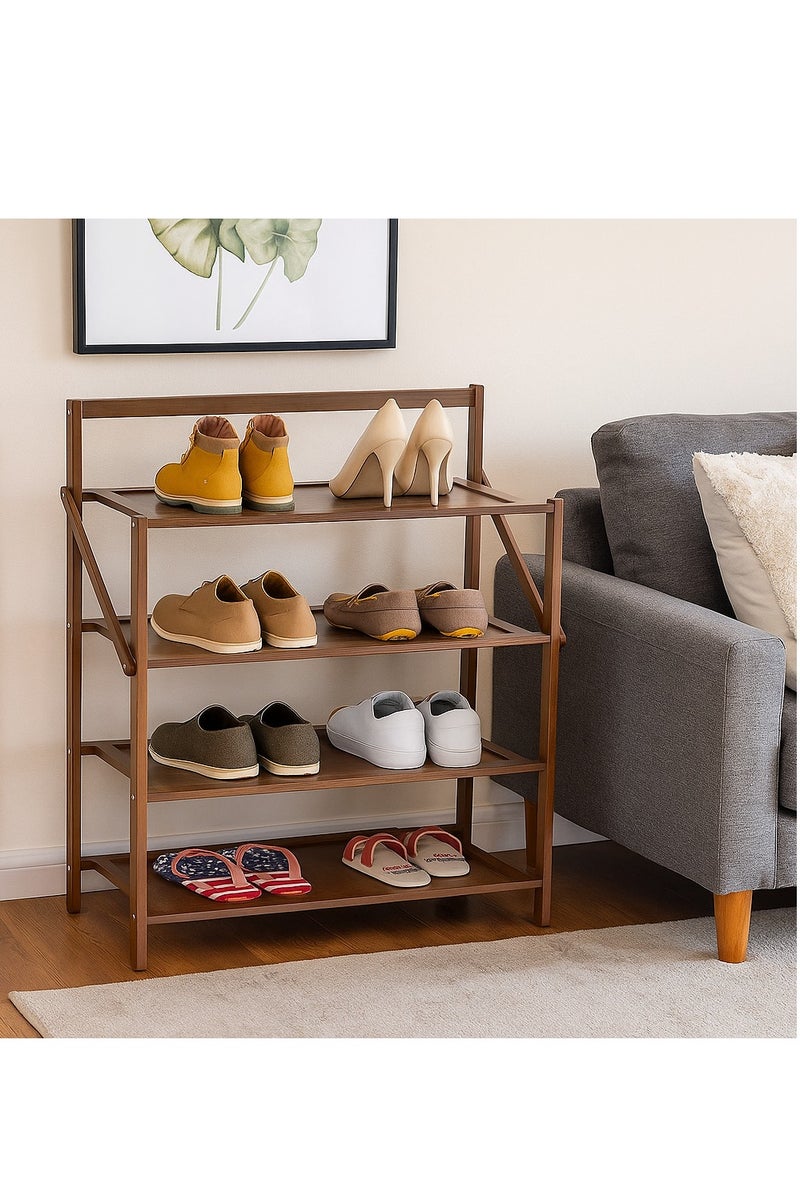 𝐅𝐅𝐃 Bamboo Shoe Rack - Foldable, No Installation Required, Compact Storage Organizer for Hallway, Bathroom, Entryway & Small Spaces - Lightweight, Durable, Eco-Friendly - Image 1