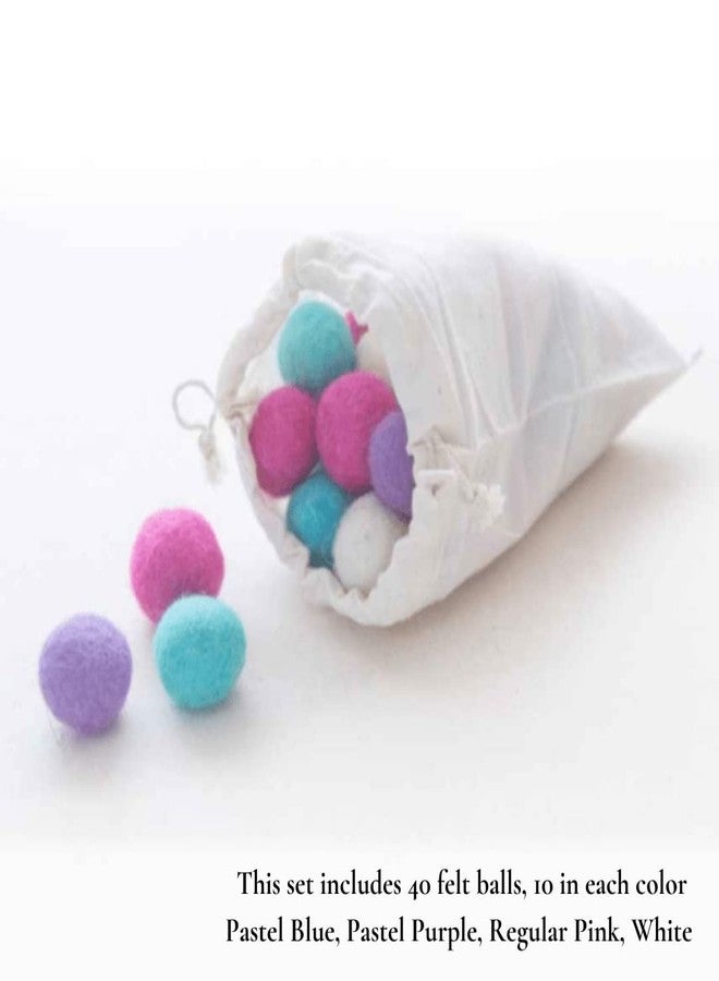 Nish My Happy Plays by Nish Pastel Felt Balls| Fine Motor Activities | Sensory Bin Activities (4 Colors Pastel Blue, Pastel Purple, White & Pink) - Image 2