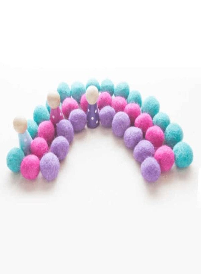 Nish My Happy Plays by Nish Pastel Felt Balls| Fine Motor Activities | Sensory Bin Activities (4 Colors Pastel Blue, Pastel Purple, White & Pink) - Image 3