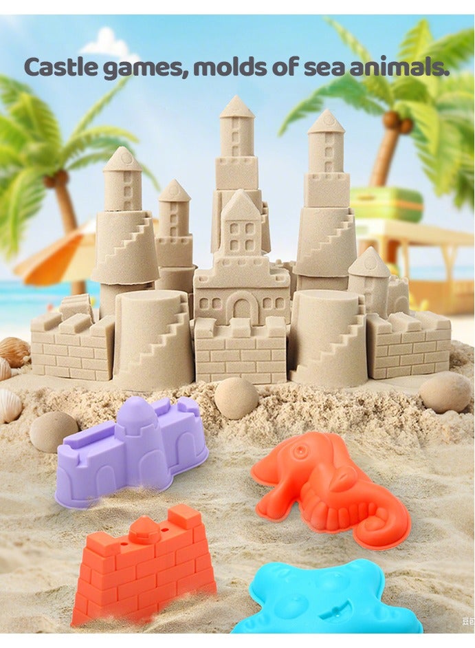 Sand 30-Pieces Beach play Toys With Mesh bag for storage,Sand cart，Rotating water wheel，Including Spoon, Kettle, Bucket, Marine animal shaping module,Mould in the shape of a castle，Shovel,Summer Outdoor Toy. Suitable for boys girls children - Image 4