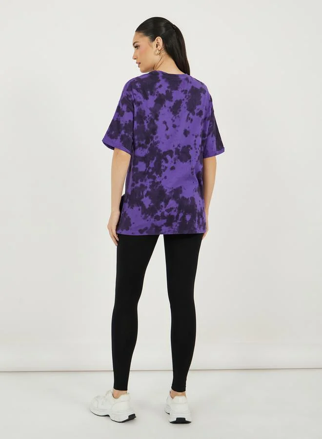 Styli Styli Oversized Tie and Dye Dropped Shoulder T-Shirt and Leggings Co-Ords
