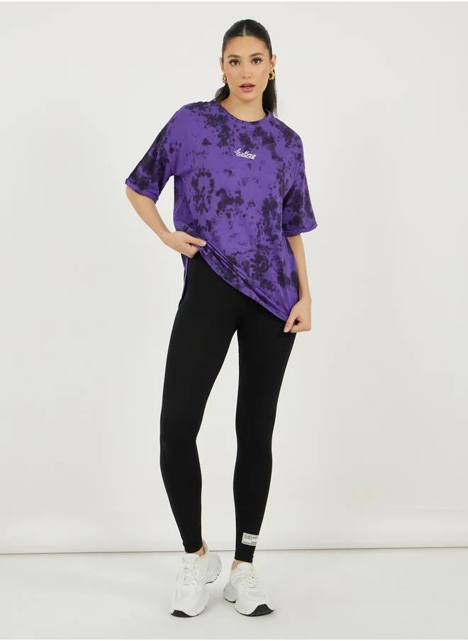 Styli Oversized Tie & Dye Dropped Shoulder T-Shirt & Legging Co-Ords