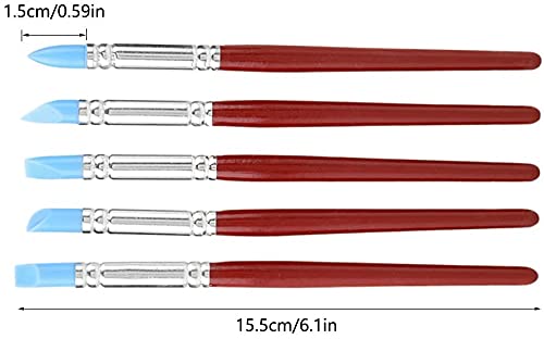 SCHMIDT Rubber Tip Paint Brushes for Sculpture, Pottery, Color Shaping, Blending, Drawing, Modeling and Remove Fingerprints Sculpting Shapers Pen Wipe Out Flexible (Set of 5, Brown) - Image 3