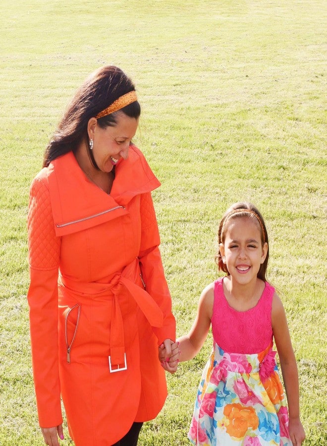 Sweaty Bands Womens Girls Headband - Non-Slip Velvet-Lined Sparkly Hairband - Viva Diva Orange 3/8-Inch - Image 3