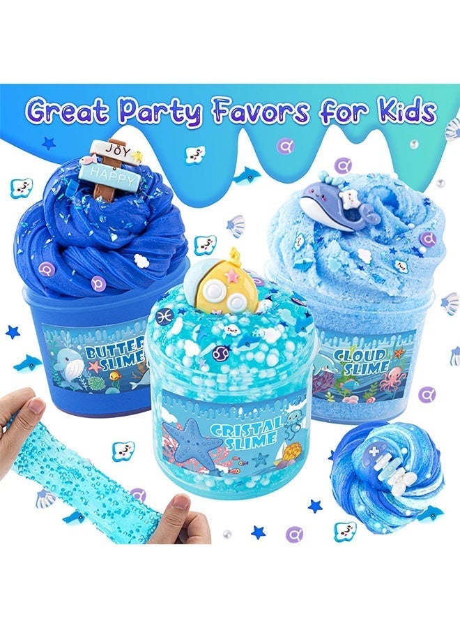 Beauenty 6 Pack Slimes, Blue Slime Kit, Butter Cloud Slime for Boys Girls Ages 3-12,Toys for Girls and Boys, Slime Party Favors Goodie Bag Stuffers, 3 4 5 6 7 8 9 10 Year Old Girl Birthday Gift Cute Stuff - Image 5