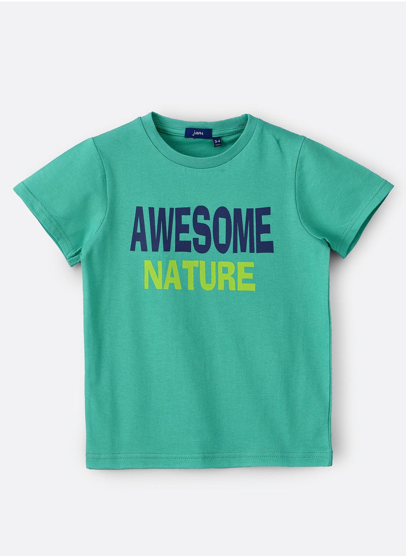 JAM Round Neck Knit T-Shirt With Print At Front  - Image 1