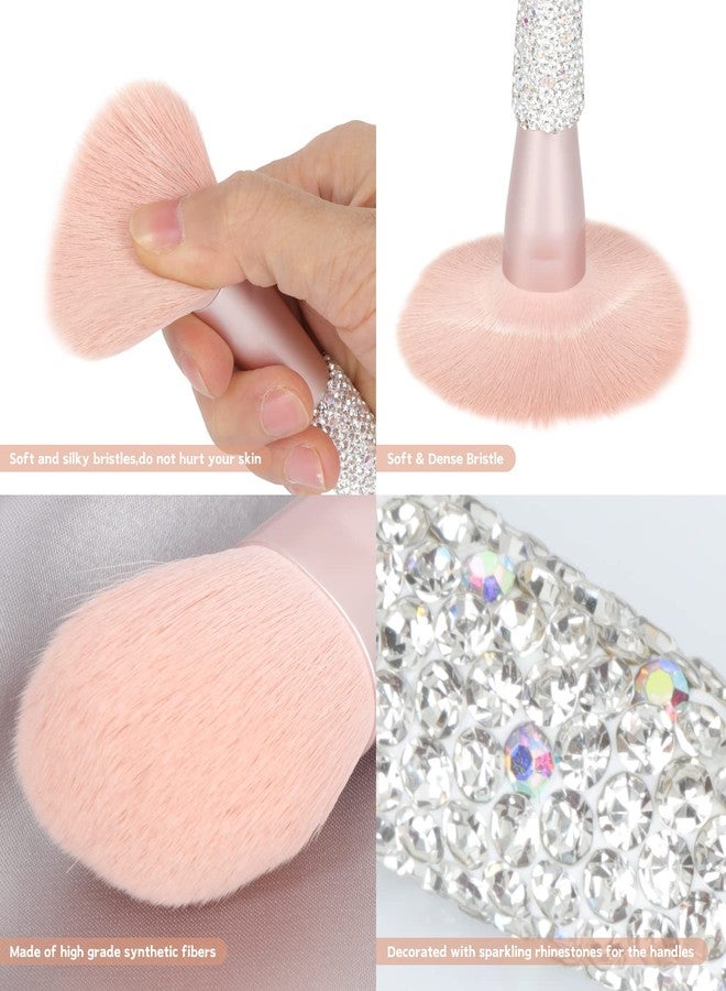 KEYPOWER Professional Makeup Brushes Set 11PCS Bling Rhinestone Face Cosmetics Blending Liquid Foundation Powder Concealer Eye Shadows Make Up Beauty Tool Glitter (White) - Image 3