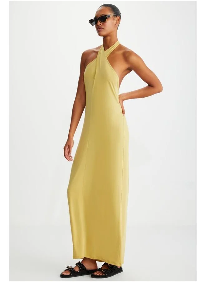 GRIMELANGE Grimelange Meliora Women's Open Back Long Saffron Yellow Dress