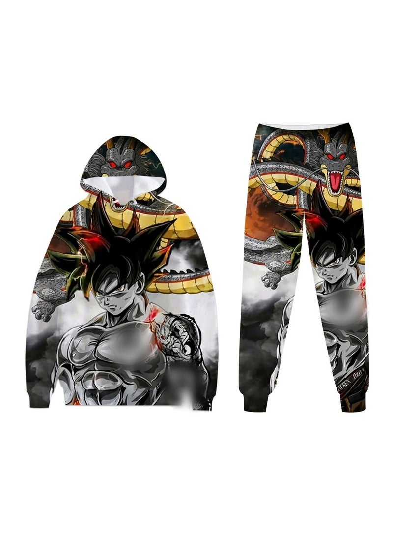 KUYING New Dragon Ball 3D Digital Printed Hooded Sweatshirt And Pants Set  - Image 1
