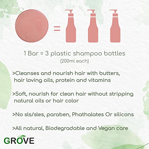 Grove Silk Protein - Volumizing Shampoo Bar For Bouncy, Curly & Wavy Hair| Suitable For Dull, Dry & Thin Hair| Biodegradable | Paraben & Sulphate Free (Pack Of 1) - 75 g - Image 3