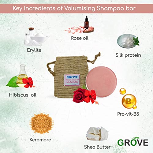 Grove Silk Protein - Volumizing Shampoo Bar For Bouncy, Curly & Wavy Hair| Suitable For Dull, Dry & Thin Hair| Biodegradable | Paraben & Sulphate Free (Pack Of 1) - 75 g - Image 2