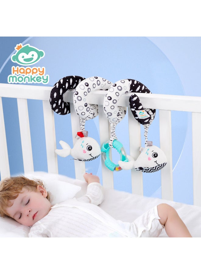 Newborn Black And White Bed Winding Crib Early Education Animal Bed Hanging Toy 0-3 Months Baby Cart Pendant 6 Months - Image 2