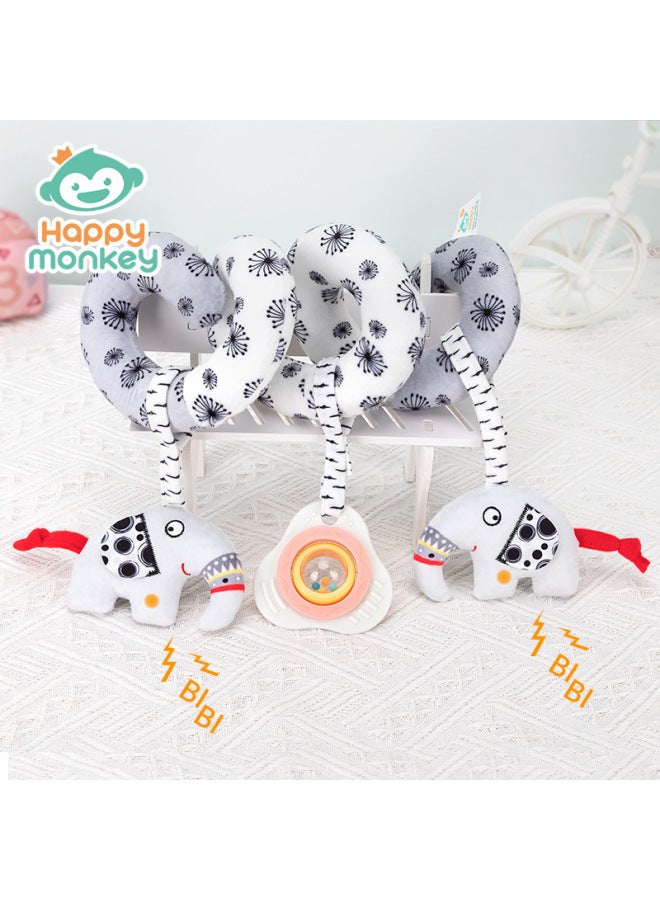 Newborn Black And White Bed Winding Crib Early Education Animal Bed Hanging Toy 0-3 Months Baby Cart Pendant 6 Months - Image 4