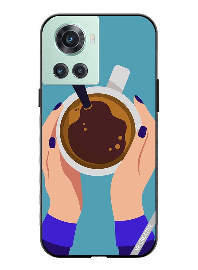 VR CREATIVE Protective Case Cover For OnePlus 10R Female Hands Holding Cup Of Coffee Design Multicolour - Image 1