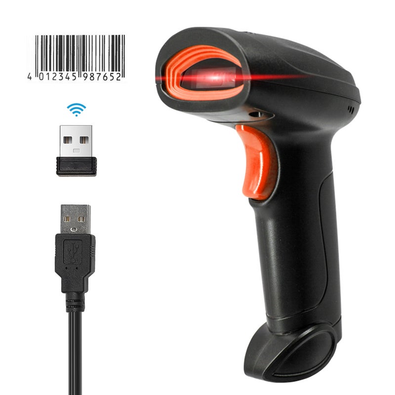 Wireless 1D Barcode Scanner 2.4G + USB Wired Connection CCD Scanning Head for Paper and Screen Codes Compatible with Windows Android Linux Mac System for Supermarket Retail Library Logistics Warehouse - Image 1