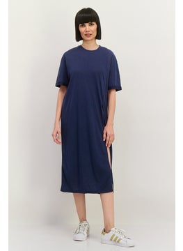 Lefties Women Plain Midi Dress, Navy Blue  - Image 1