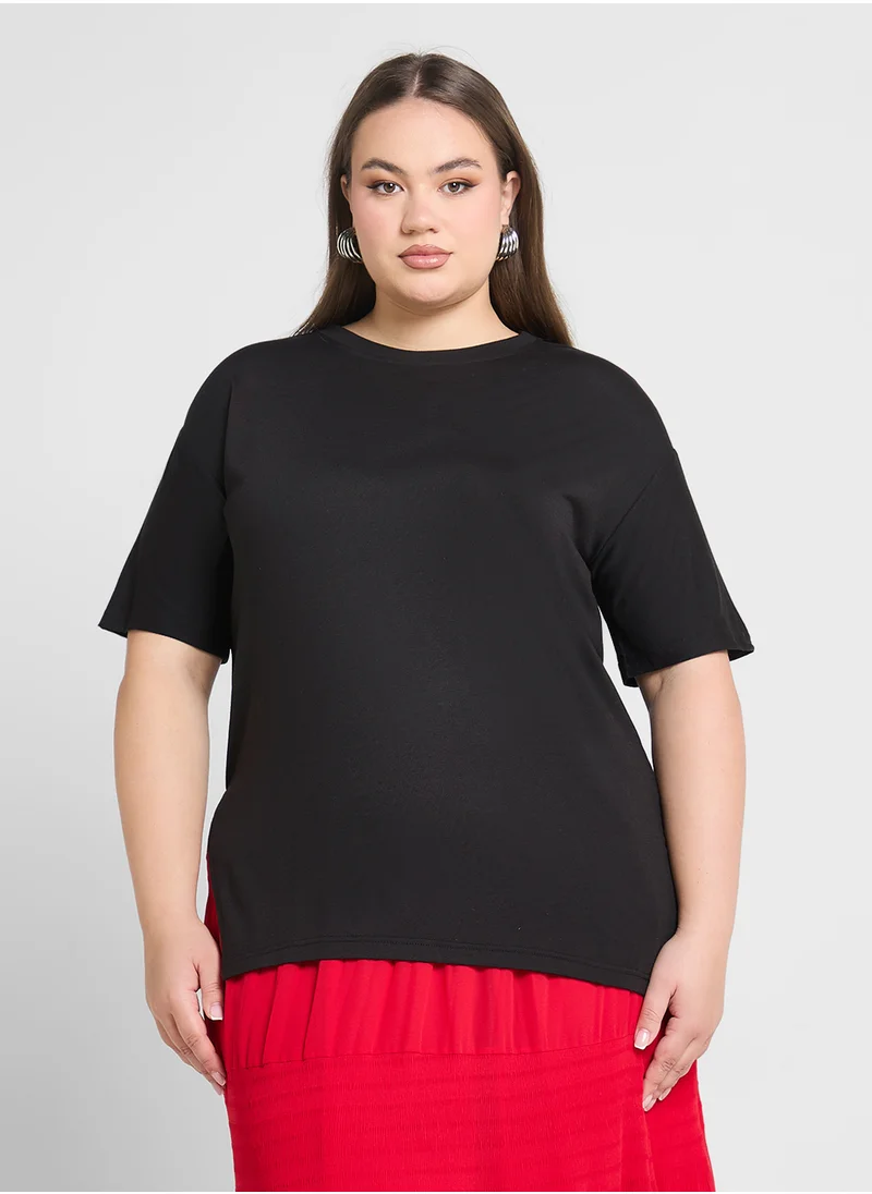Ginger Plus Oversize T-Shirt With Side Slit