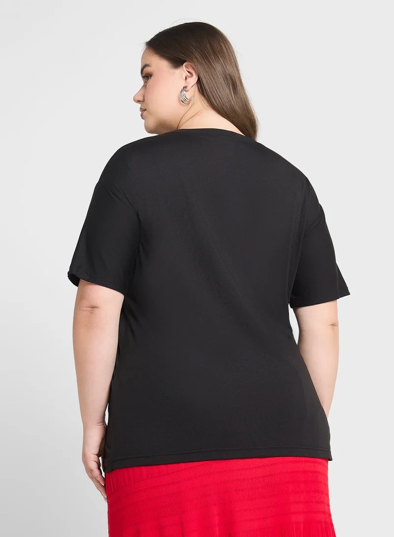 Ginger Plus Oversize T-Shirt With Side Slit