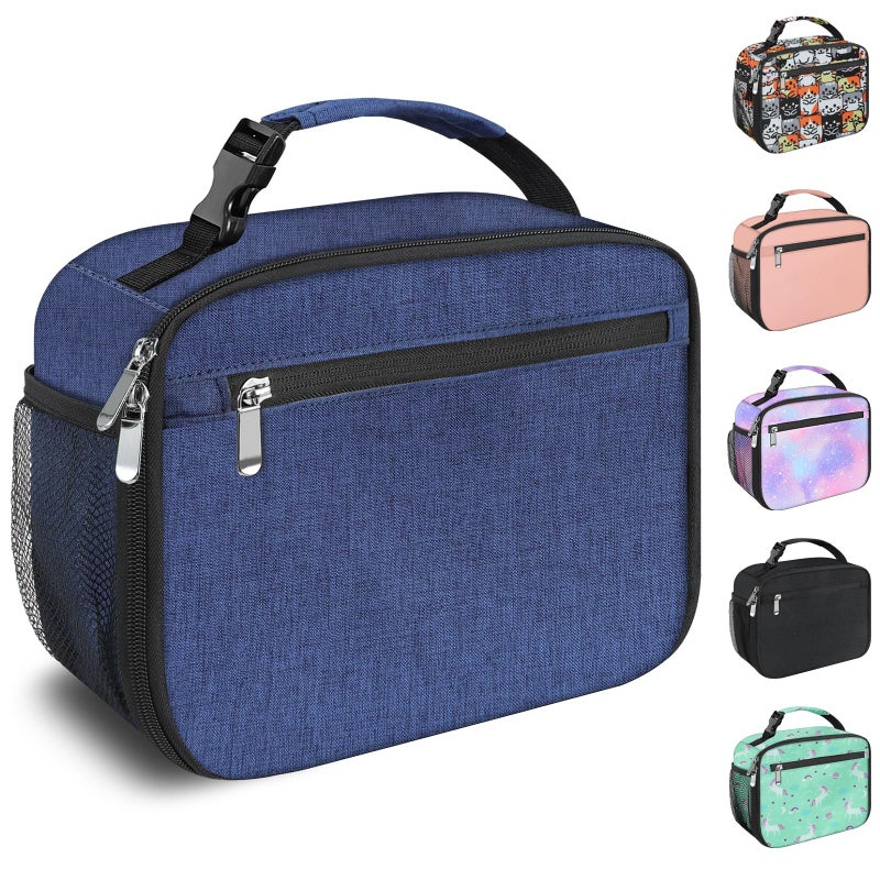 Femuar Kids Lunch Box for Boys Girls Lunch Bag Insulated Durable Lunchbox Children Lunch Tote Bag for School Dark Blue - Image 1