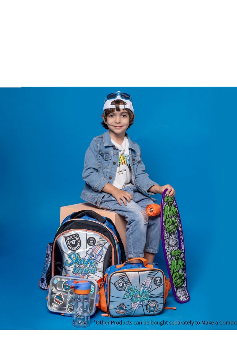 Eazy Kids 3 Compartment 800ml Stainless Steel bento Lunch Box w/ Water Bottle - Skate Board Purple - Image 3