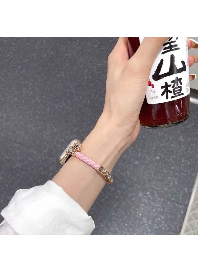 Generic - Homemade Leather Diamond Plaid Strap Suitable For Applewatch9 For Apple Iwatch876SE Thin Woven Leather Rope-颜色:【仅带子】黑菱格-38/40/41mm通用【没卖手表 - Image 1